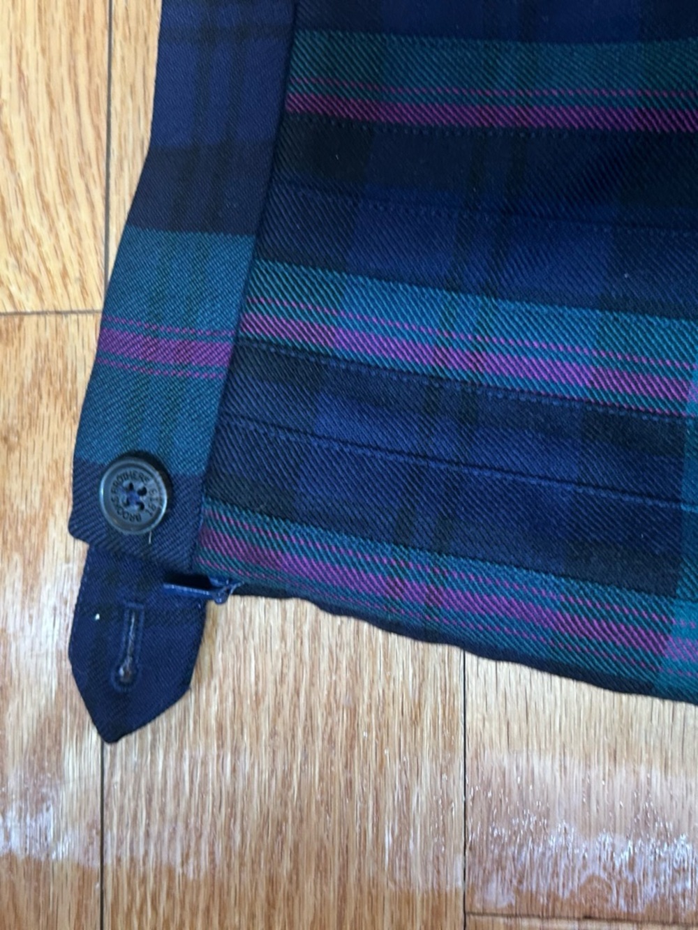 Brooks Brothers Pleated Tartan Mini Skirt in Navy, Green and Purple - Picture 3 of 5